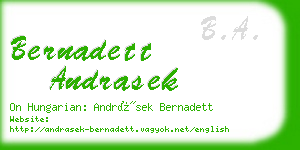 bernadett andrasek business card